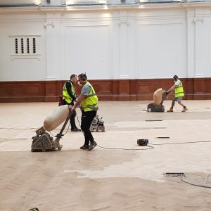 4 Floor sanding commences